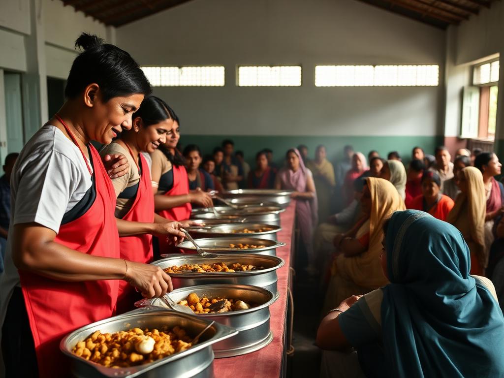 Food Donation: Volunteers Serving Meals